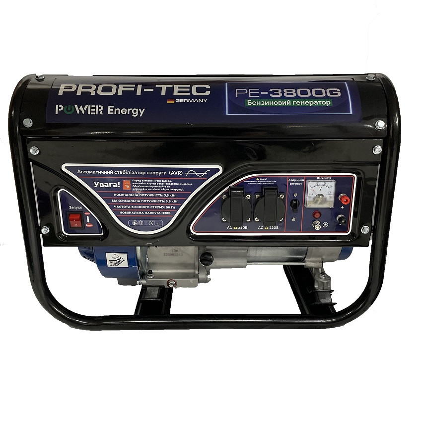 Генератор газ бензиновий мультипаливний із мідною обмоткою PROFI-TEC 3.8 кВт 7.0 л.