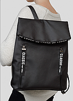 Модний стильний підлітковий повсякденний чорний зі штучної шкіри з відділенням для ноутбука