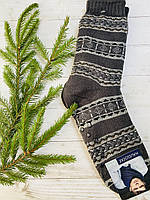 Носки мужские, носки из овечьей шерсти, носки теплые, носки овчина орнамент серые 39-42