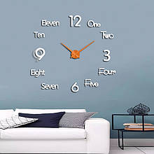 Акрилові настінні 3Д-годинник без циферблата "Words white" (від 35 до 50 см)