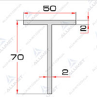 Тавр алюмінієвий 50х70х2мм без покриття