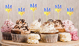 Патріотичні топери "Герб України" для бургерів або кексів в українському стилі (6 шт/уп)