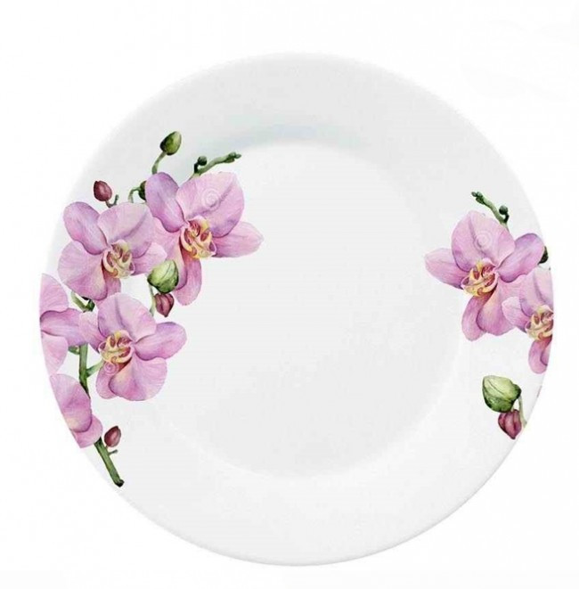Тарілка десертна порцелянова 190мм декор Орхідея Helios (4384) ПЮ, фото 1