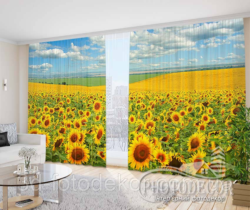 Фото Штори "Поле із соняшниками 2" 2,5м*2,9м (2 полотна по 1,45м)