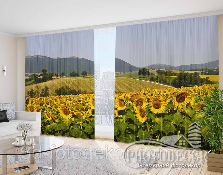 Фото Штори "Поле із соняшниками 3" 2,5м*2,9м (2 полотна по 1,45м)