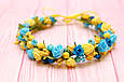Вінок для волосся / віночок на голову з квітами жовто-блакитний 601 Об, фото 2