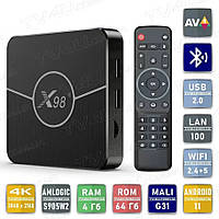 Смарт ТВ приставка X98 Plus 4/64 Гб Android Smart TV Box Андроид 11 ТВ бокс А9540-3