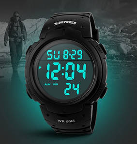 Чоловічий спортивний наручний годинник SKMEI 1068 електронний з підсвіткою, армійський цифровий годинник