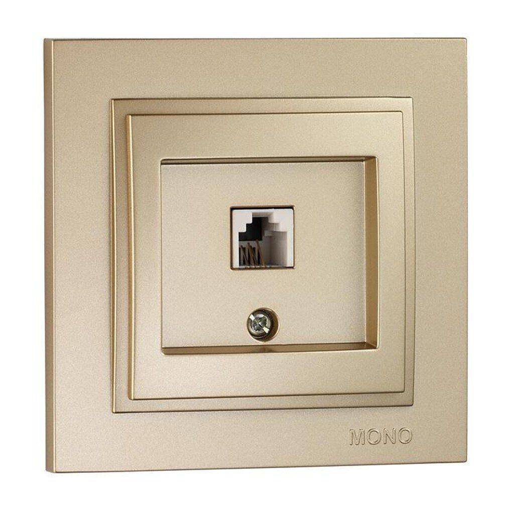 Розетка телефонна RJ11 Mono Electric DESPINA CAT3 титан, фото 1