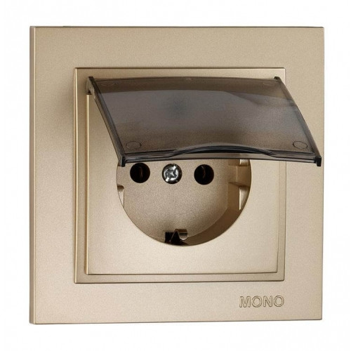 Розетка з кришкою і заземленням Mono Electric DESPINA титан, фото 1