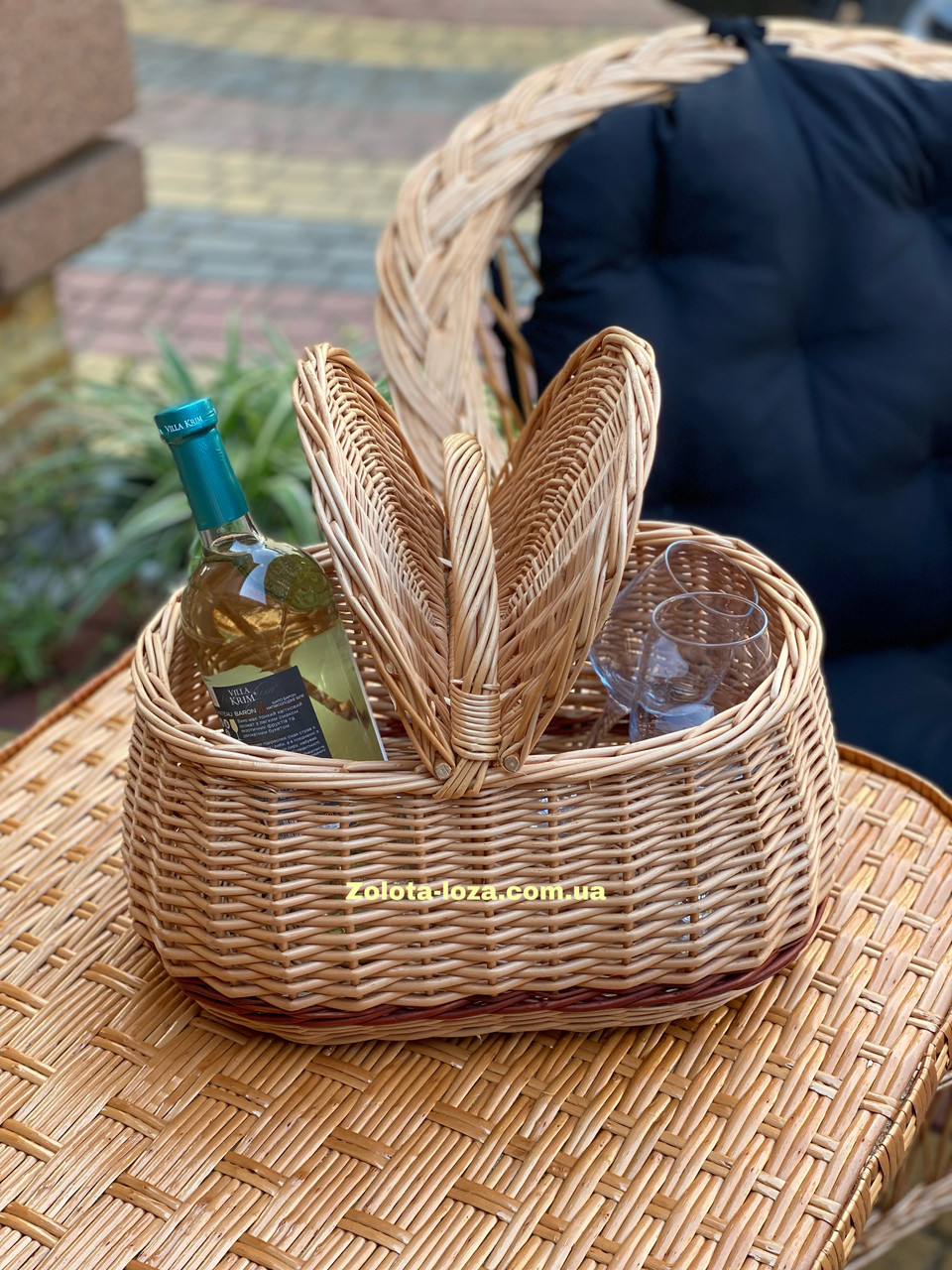 Корзина пікнік з лози., фото 1