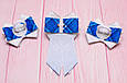 Шкільний комплект біло-синій: краватка та банти 611, фото 2