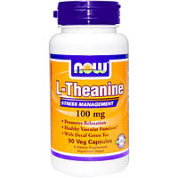 L-Теанін 100 мг 90 капс антидепресант від епілепсії Now Foods USA