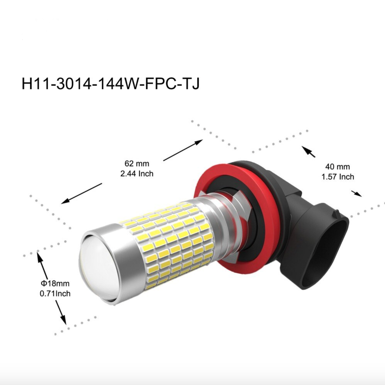 Автолампа LED H11 H8 12V-24V 6000K 144 SMD лед н8 н11 светодиодная лед ...