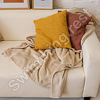 Плед м'який з мікрофібри 180х200 см. Плед однотонка приємний до тіла Кремовий