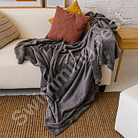 Плед м'який з мікрофібри 180х200 см Плед Однотонка приємний до тіла Сірий