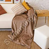 Плед м'який з мікрофібри 180х200 см Плед Однотонка приємний до тіла Капучіно