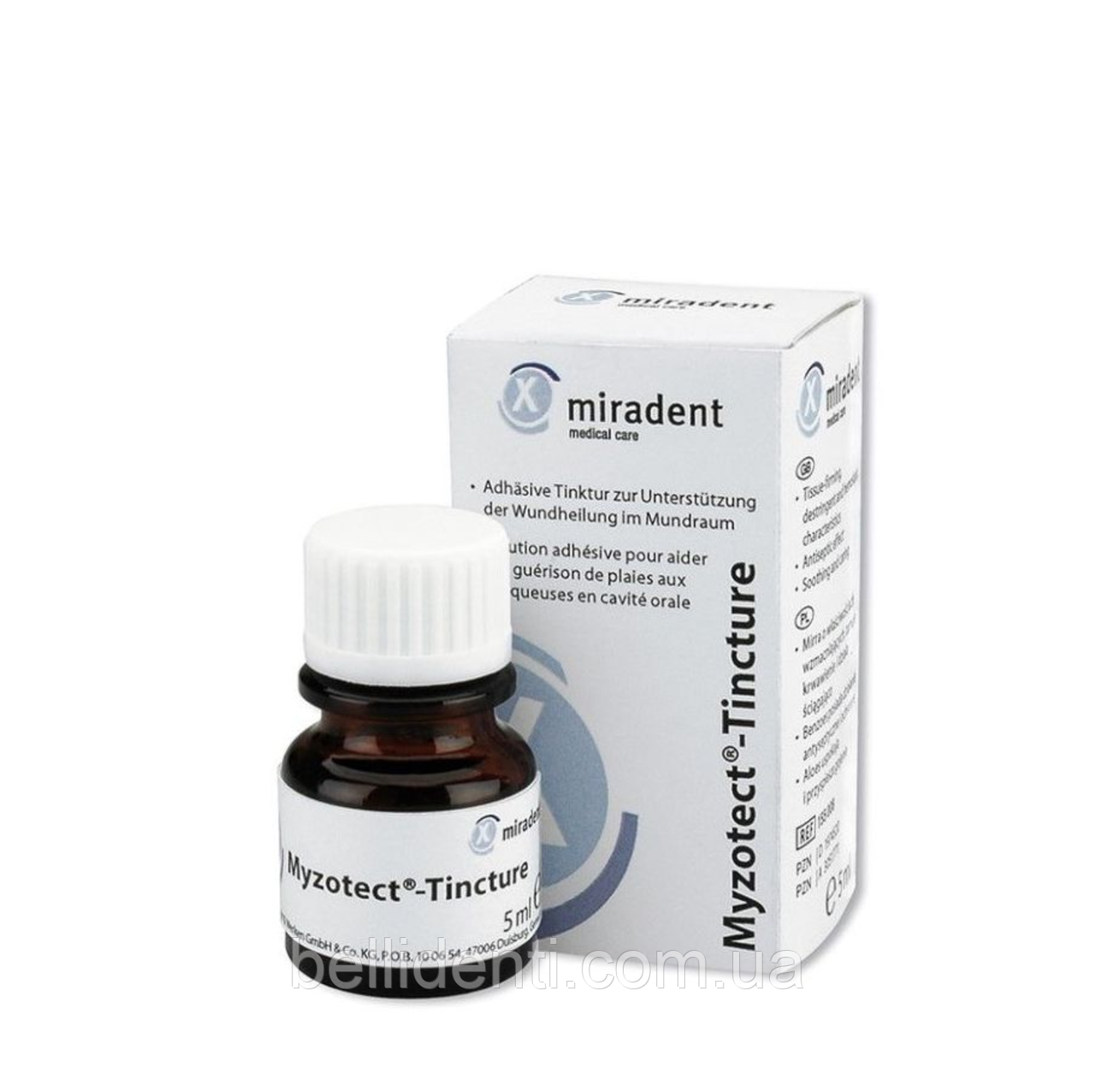 В'язка антисептична настоянка для лікування слизової оболонки порожнини рота Miradent Myzotect, 5 мл