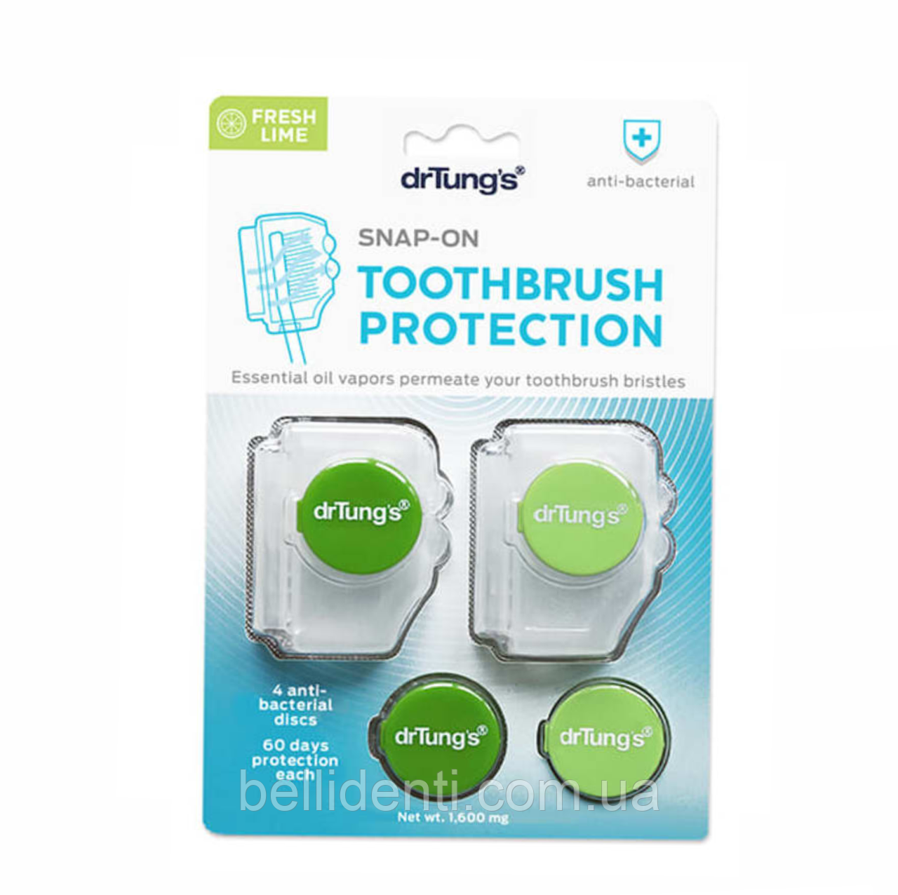 Антибактеріальний футляр Dr. Tung's Toothbrush Protector (свіжий лайм/свіжа м'ята)