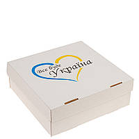 Коробка 260х260х90 (на 9 капкейків) "Все буде Україна!" (гофракартон)