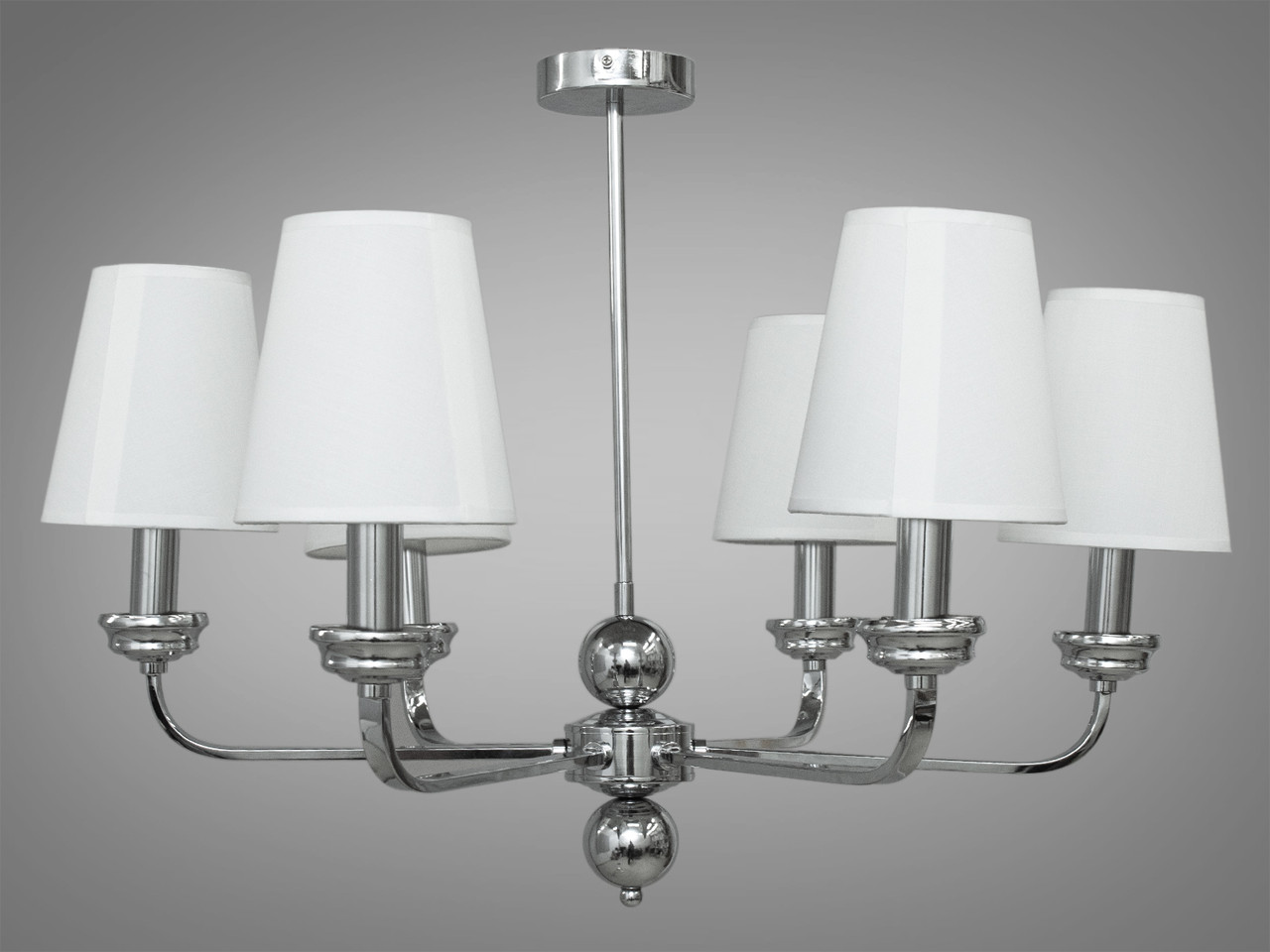 Сучасна люстра з класичними абажурами, колір хром, на 6 ламп 1012-6HR-LS