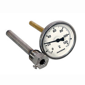 Термометр для котла Pakkens T=0-120°C D=63 зі штуцером L=109