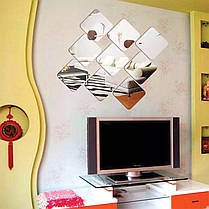 Дзеркальні акрилові наклейки квадрати 15 х 15 см Б317 - 6 шт, фото 2