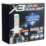Комплект LED ламп H4 X3, Автолампи, світлодіодні лампочки для автомобіля, фото 6