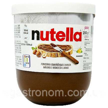 Шоколадна паста Нутелла Nutella 200g 15шт/ящ (Код: 00-00012528), фото 1