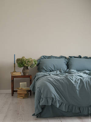 Постільна Білизна Варена Бавовна Limasso Exclusive Akdeniz Mavisi Блакитний двоспальний євро 200х220см