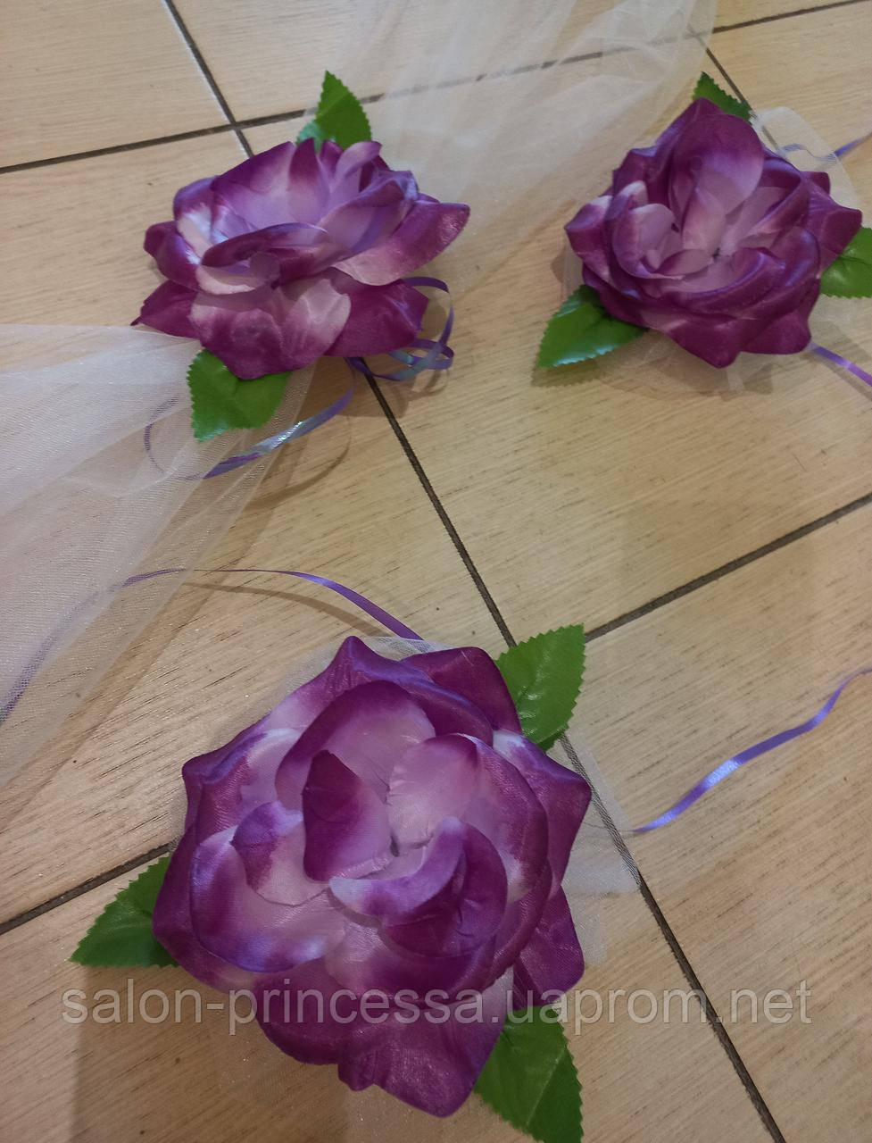 Свадебная лента и цветы на ручки Фиолетовые - фото 2 - id-p704347427