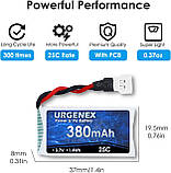 Акумулятор URGENEX 3,7 В 380 мАг LiPo із зарядним пристроєм Molex 25C, фото 5