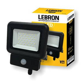 LED прожектор Lebron LF-20S, 20W, 6500K, 1600Lm, 230V, датчик руху IP65