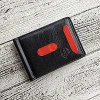Черный кошелек-зажим для банкнот и карточек с монетницей, из эко-кожи, мужской зажим на магнитах
