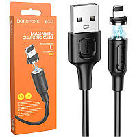 Кабель USB-Lightning Borofone BX41 Amiable (2.4A/1м) Magnetic чорний