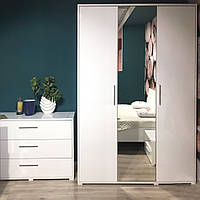 Шкаф 3-дверный Мирина Embawood белый с зеркалом