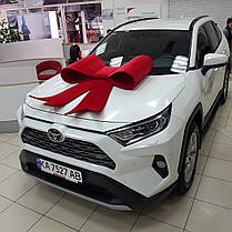 Бант на машину "ПРЕМІУМ" укріплений червоний оксамитовий, фото 3