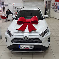 Бант на машину "ПРЕМІУМ" укріплений червоний оксамитовий, фото 4