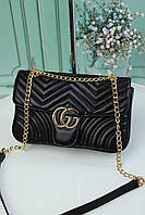 Сумка женская Gucci маленькая стеганая сумка на плечо GG Гуччи черная