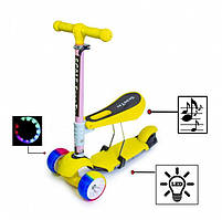 Самока Scooter 3in1.Yellow. Складана ручка. Cо світлом і музикою. Смарт-колеса, фото 4