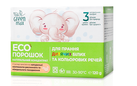 ЕКОпорошок дитячий для прання білих та кольорових речей mini 120 г, фото 1