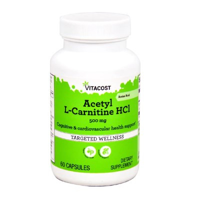 Vitacost Acetyl L-Carnitine HCl Ацетил L-карнітин гідрохлорид 500 мг, 60 капсул. До 05/2026