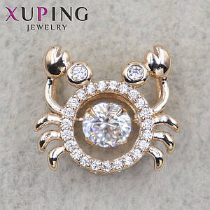 Кулон жіночий Xuping Jewelry золотистого кольору крабик із кристалами розмір виробу 10х13 мм