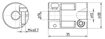 Муфта сполучна кулачкова 12х14 C (L35, D30), гнучка віброгасна муфта для з'єднання валів, фото 4