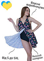 9017-7 Swimdress Купить купальник для большой груди Цветы ODS