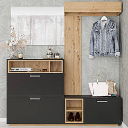 Передпокій з комодом дзеркалом Хайді 177 см дуб артизан з фасадами антрацит у стилі лофт