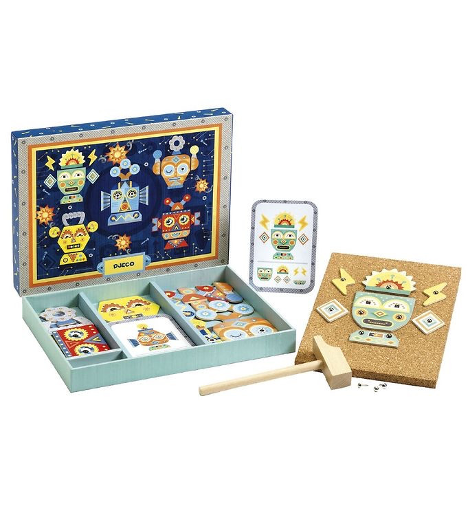 Дерев'яна гра аплікація з молоточком Djeco Роботи DJ06646, фото 1