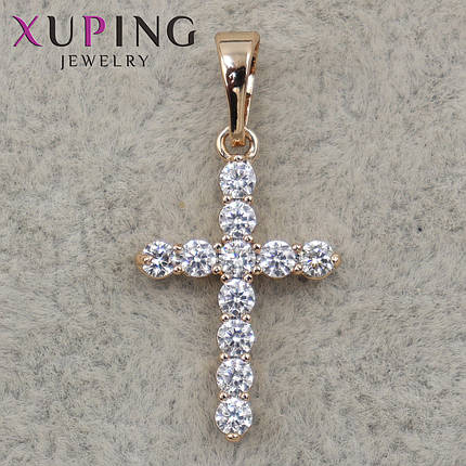 Крестик Xuping Jewerly медицинское золото золотистого цвета с хрустальными камнями размер 20х13 мм, фото 1