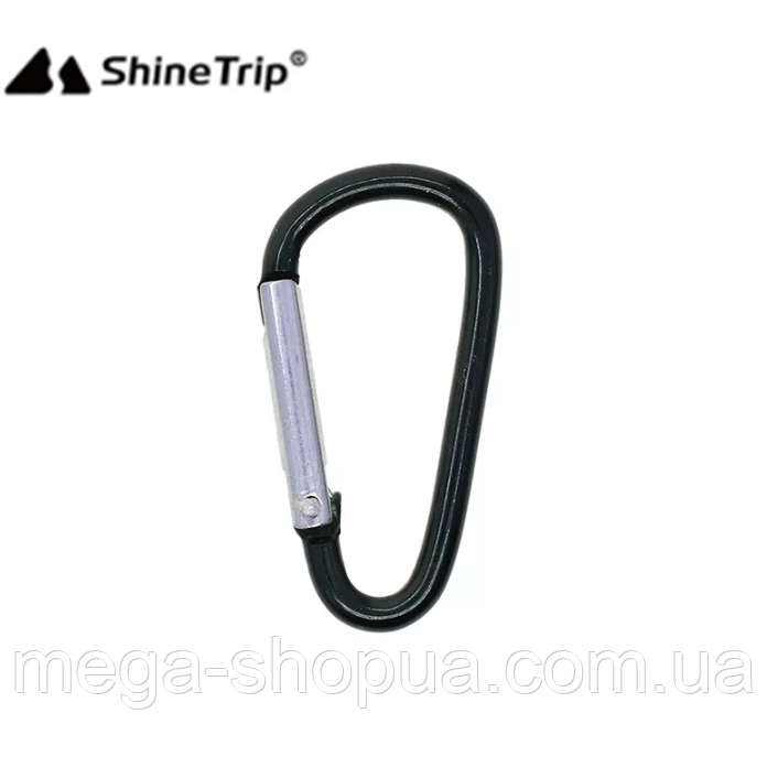 Карабін грушоподібний алюмінієвий похідний 45 мм для ключів, брелоки ST45B Чорний