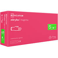 Перчатки нитриловые Mercator Nitrylex MAGENTA неопудренные, размер S, 100 шт